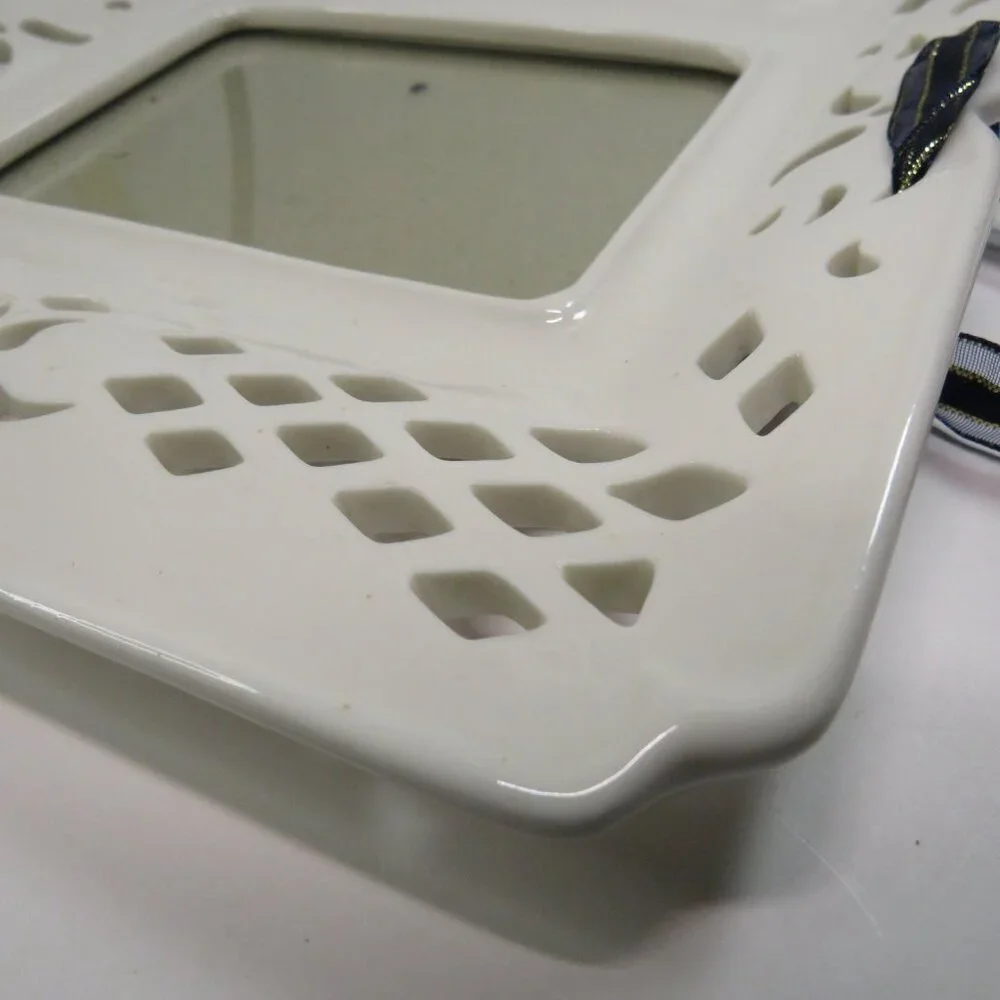 Pierced Ceramic Lace White Picture Frame NO CHIPS or CRACKS Victorian Lattice